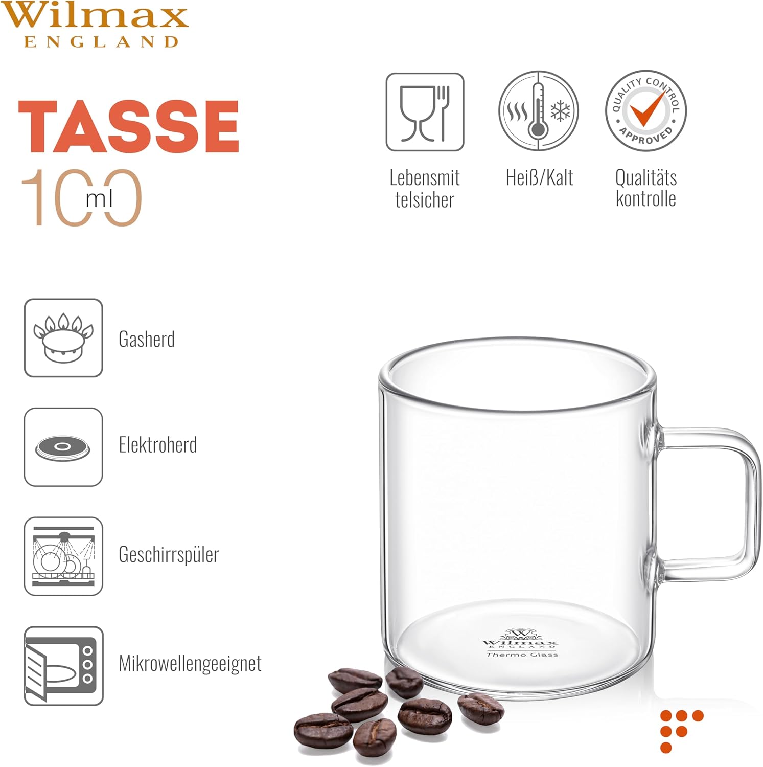 Wilmax Glasbecher 320 ml Borosilikatglas Transparent WL-888606/A