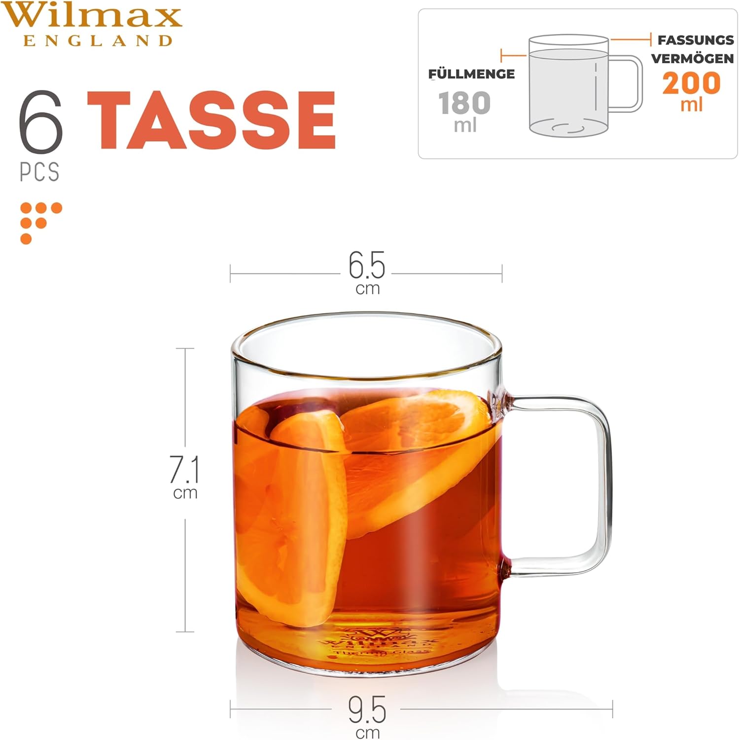 Wilmax Glasbecher 320 ml Borosilikatglas Transparent WL-888606/A