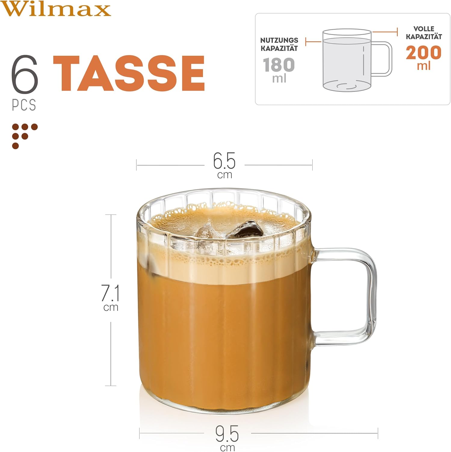 Wilmax Thermoglas Tasse 250 ml Transparent WL-888615/A