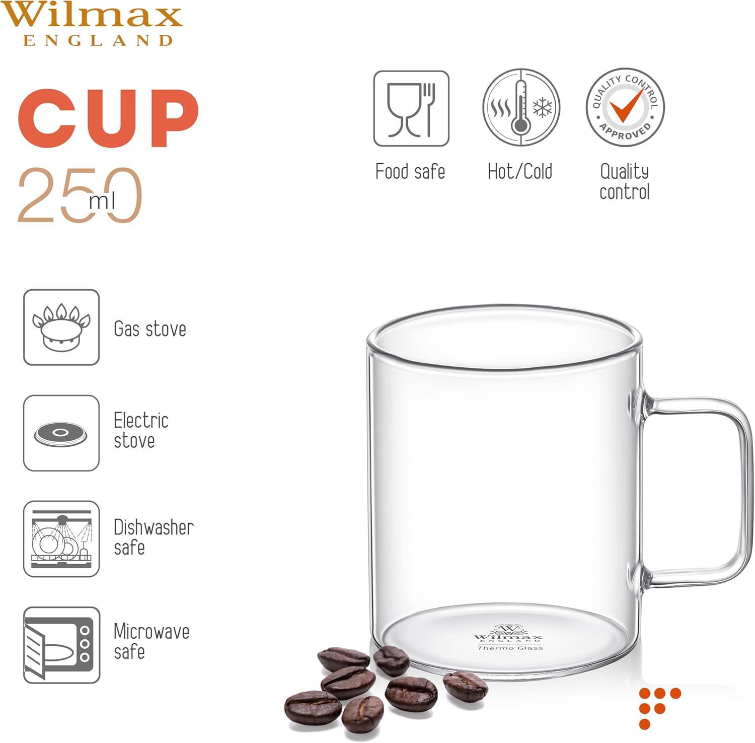 Wilmax Glastasse 250 ml Borosilikatglas Transparent WL-888605/A