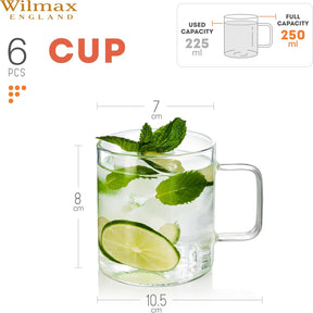 Wilmax Glastasse 250 ml Borosilikatglas Transparent WL-888605/A
