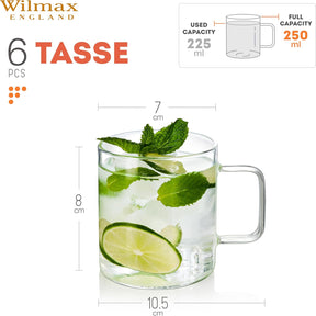Wilmax Glasbecher 320 ml Borosilikatglas Transparent WL-888606/A
