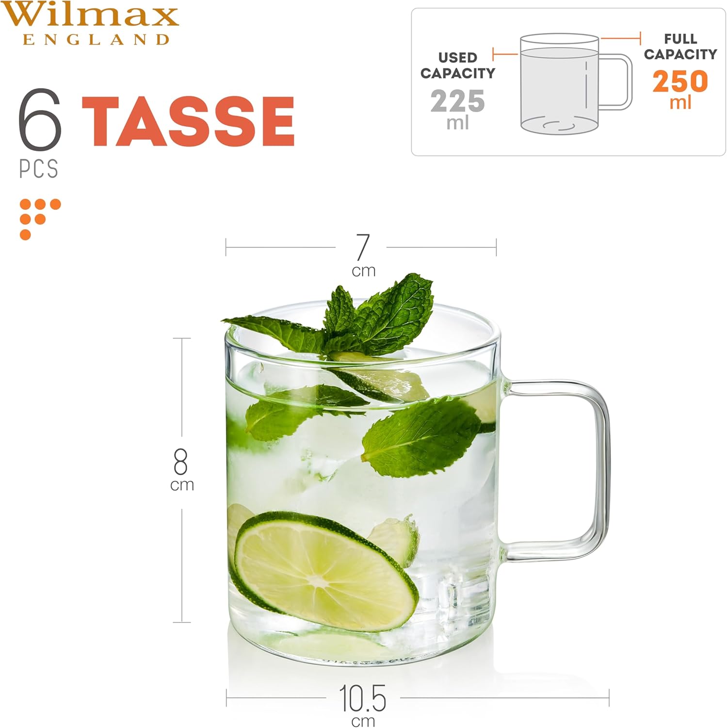 Wilmax Glasbecher 320 ml Borosilikatglas Transparent WL-888606/A