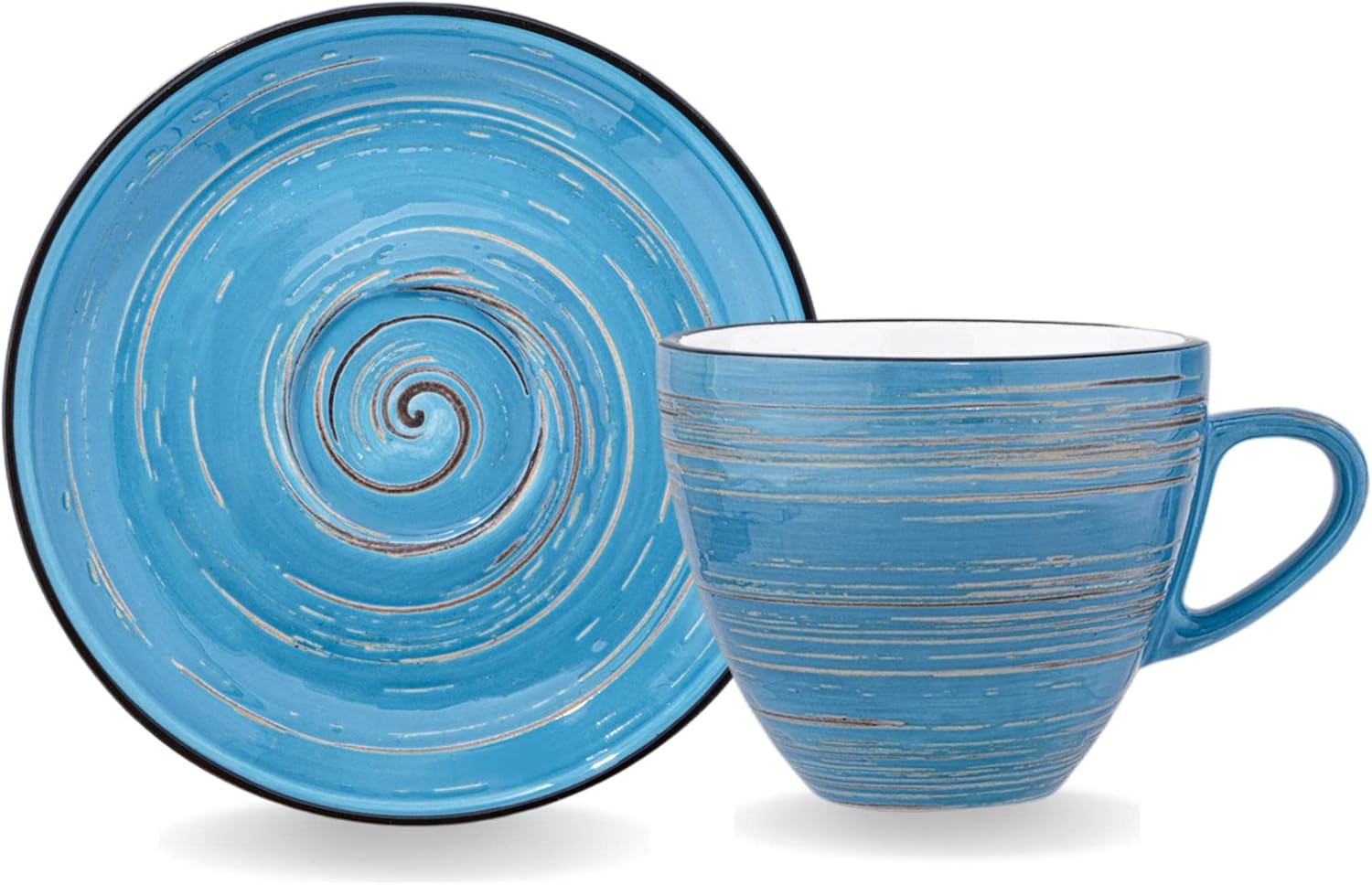 Wilmax Tasse-Untertasse 300 ml Blau Porzellan 6er Set WL-669636/AB6