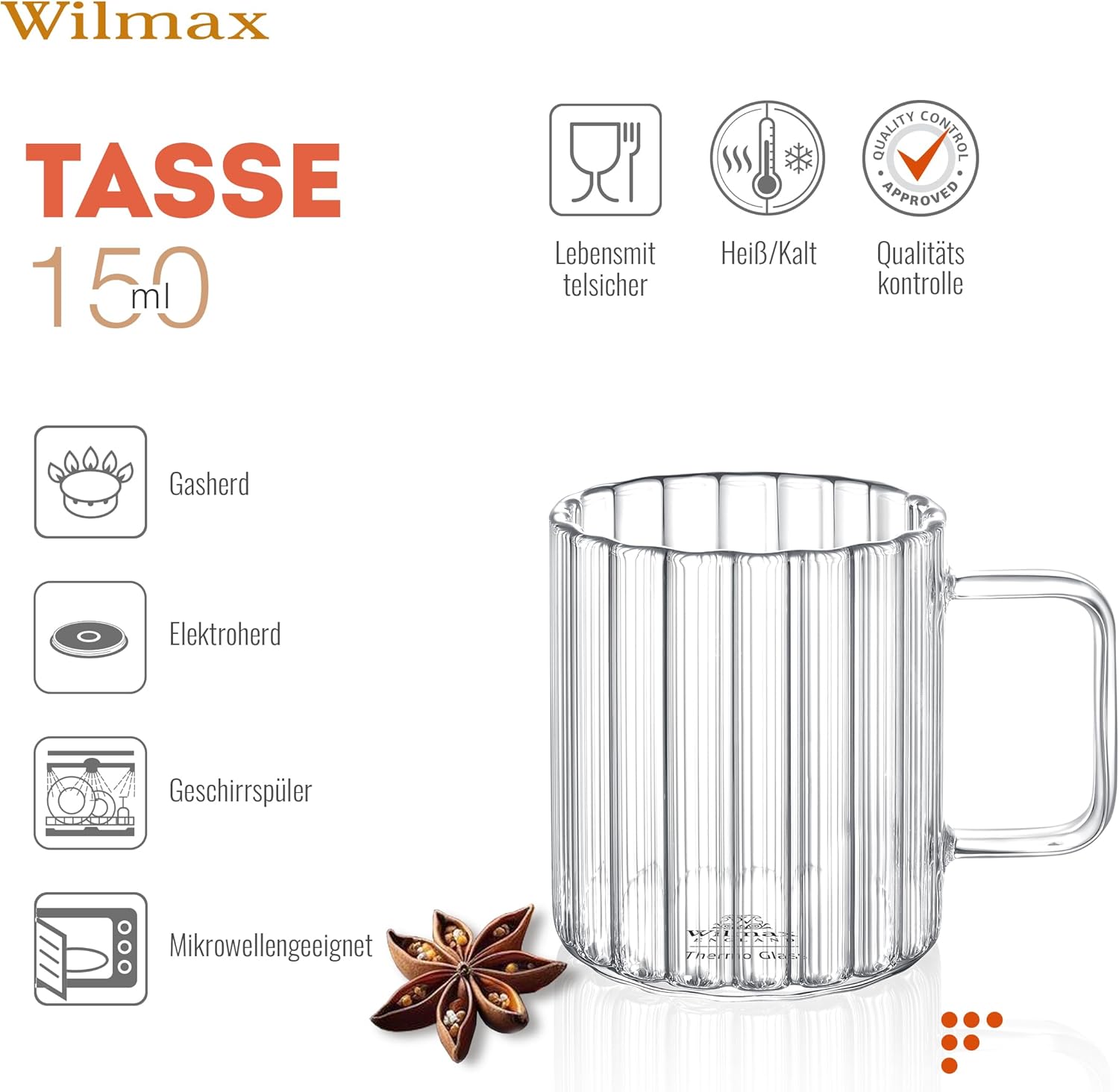Wilmax Thermoglas Tasse 250 ml Transparent WL-888615/A