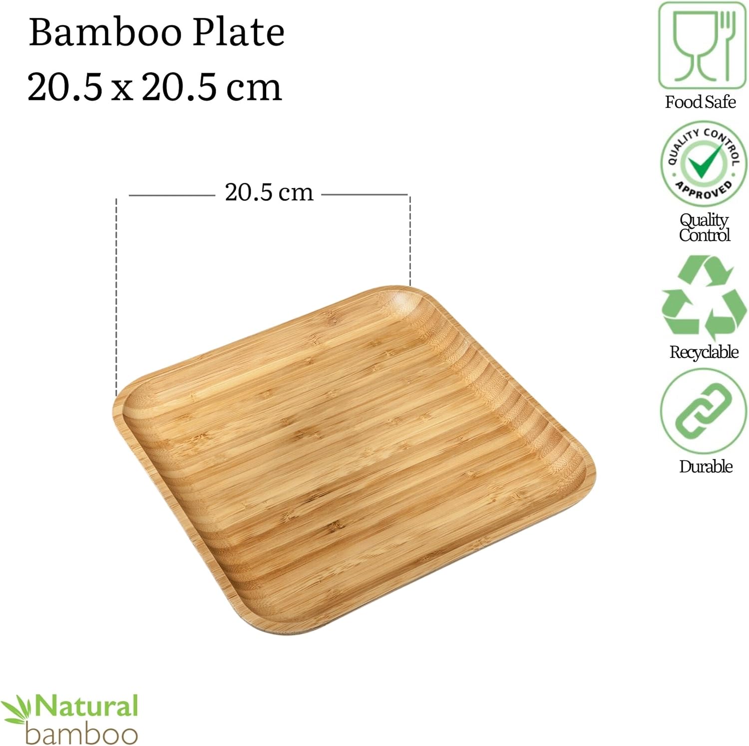 Wilmax Bambus Teller 20,5x20,5 cm Natur WL-771021/A
