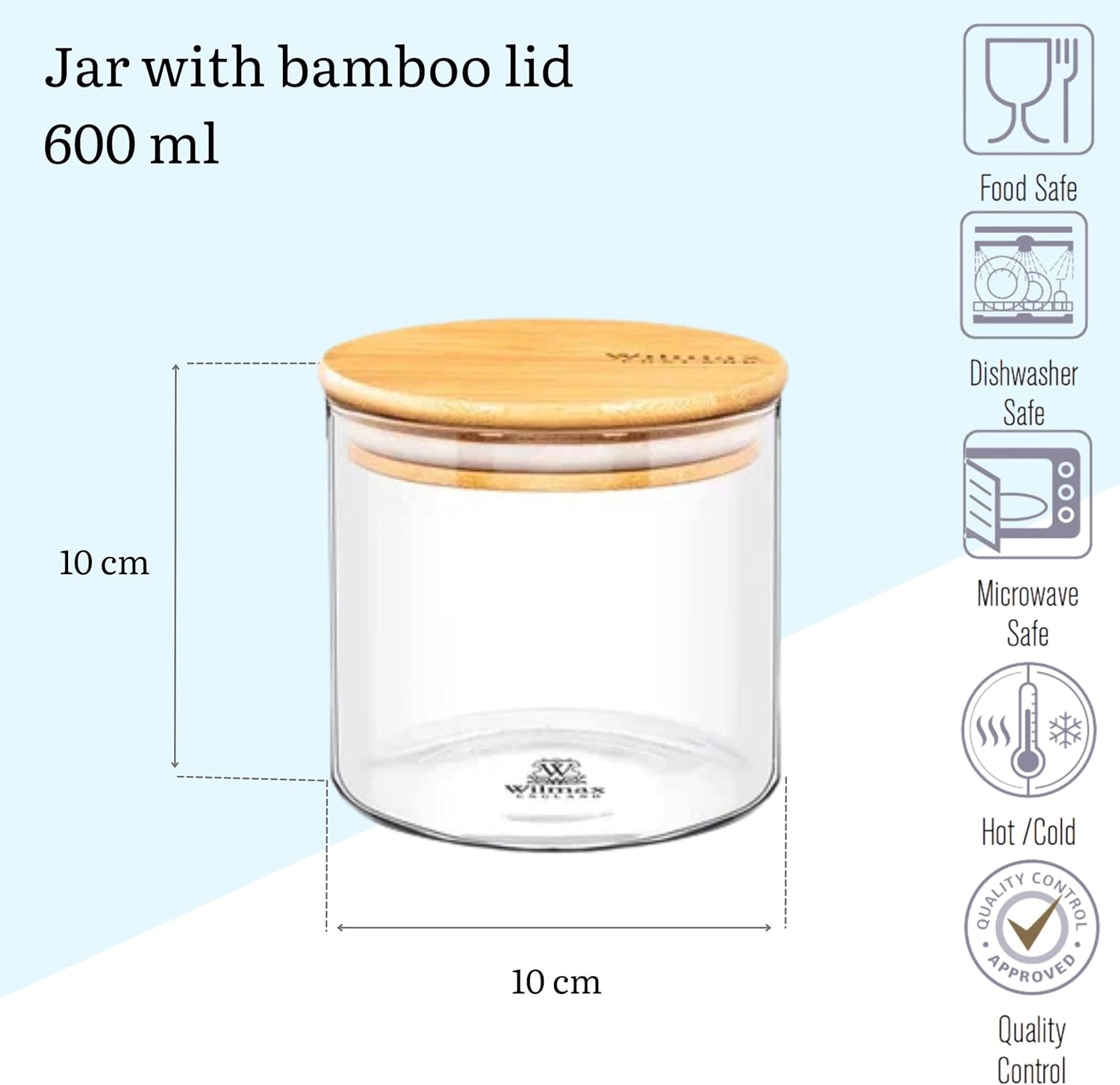 Wilmax Vorratsglas 2000 ml mit Bambusdeckel Transparent WL-888510/A