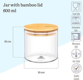 Wilmax Vorratsglas 2000 ml mit Bambusdeckel Transparent WL-888510/A