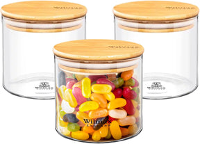 Wilmax Vorratsglas 600 ml mit Bambusdeckel 3er Set WL-888502/A3