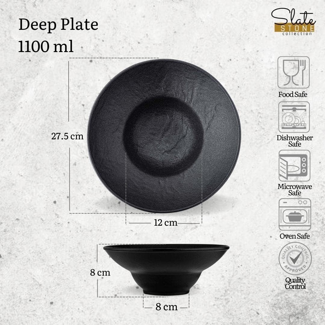 Wilmax Tiefer Teller SlateStone Schwarz 22.5 cm 1100 ml Porzellan WL-661113/A