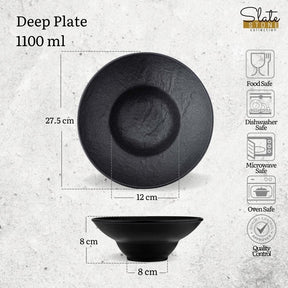 Wilmax Tiefer Teller SlateStone Schwarz 22.5 cm 1100 ml Porzellan WL-661113/A