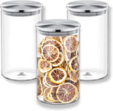 Wilmax Vorratsglas 1100 ml mit Edelstahldeckel 3er Set WL-888515/A3