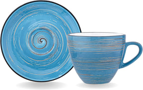 Wilmax Tasse-Untertasse 190 ml Blau Porzellan 6er Set WL-669635/AB6