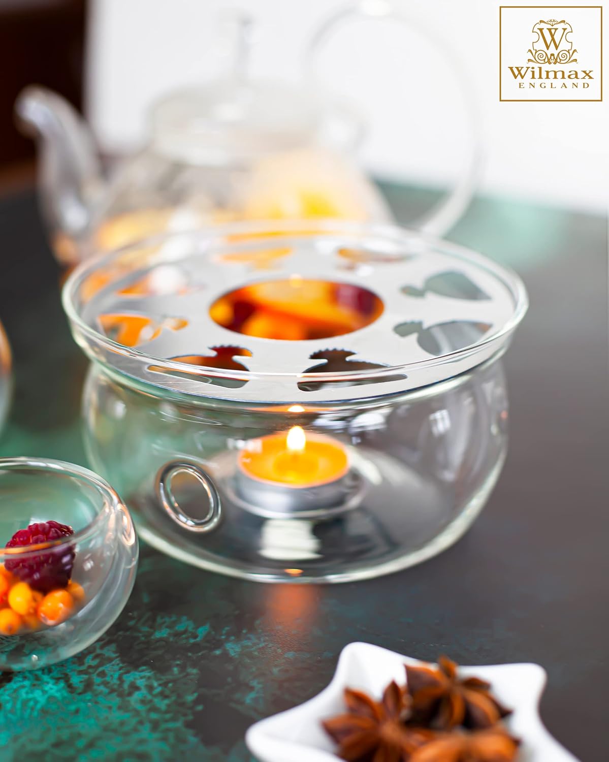 Wilmax Stövchen aus Glas für Teekannen Transparent WL-888903/A