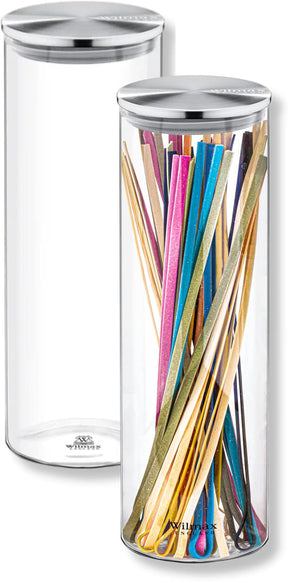 Wilmax Vorratsglas 2000 ml mit Edelstahldeckel 2er Set WL-888520/A2