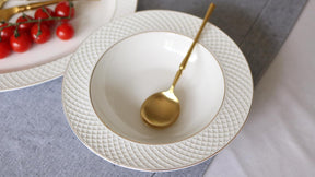 Wilmax Tiefer Teller 22.5 cm Weiß Goldrand Porzellan 6er Set WL-880102303/A6
