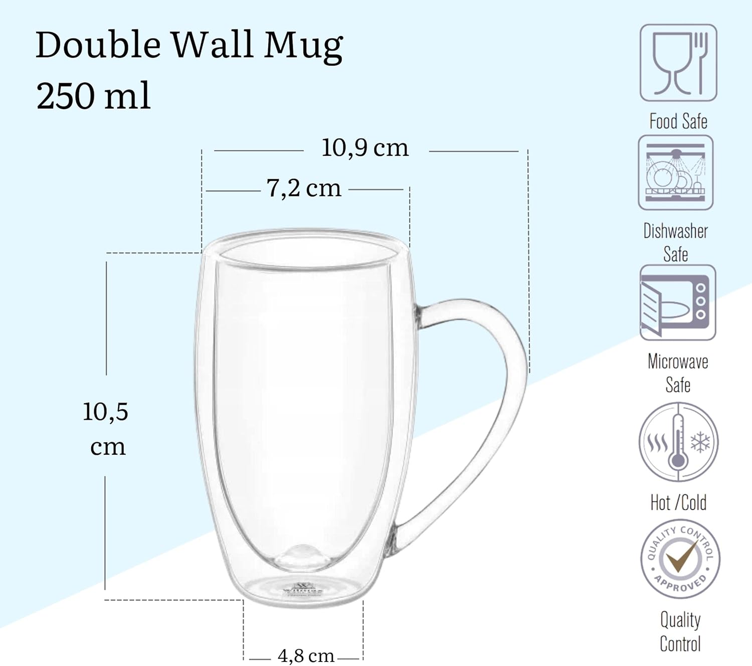 Wilmax Doppelwandige Glasbecher 2x400 ml 2x250 ml 4er Set WL-888741/A2-888739/A2