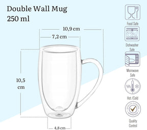 Wilmax Doppelwandige Glasbecher 2x400 ml 2x250 ml 4er Set WL-888741/A2-888739/A2