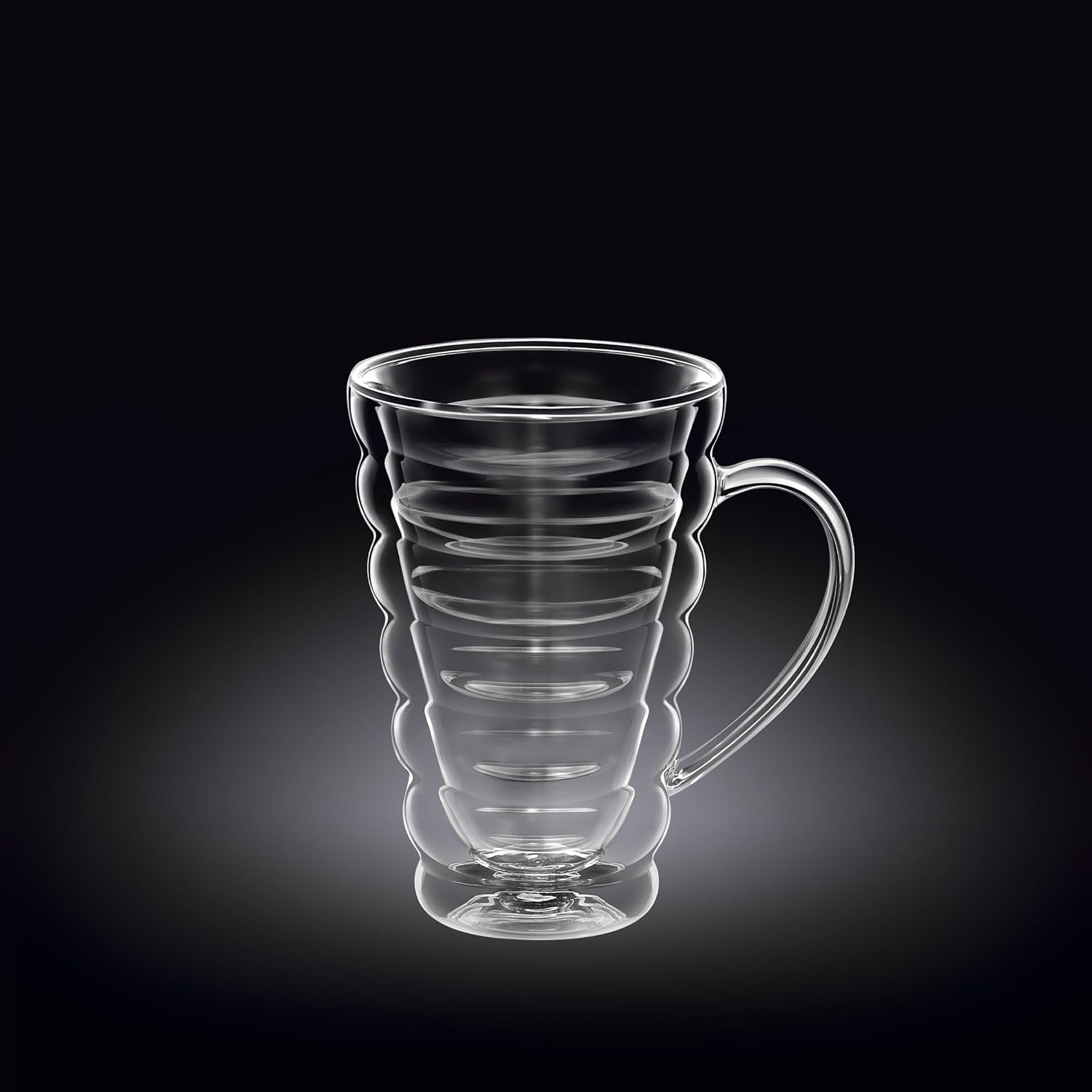 Wilmax Doppelwandige Thermoglas-Tasse mit Henkel
