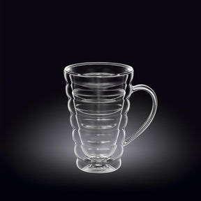 Wilmax Doppelwandige Thermoglas-Tasse mit Henkel