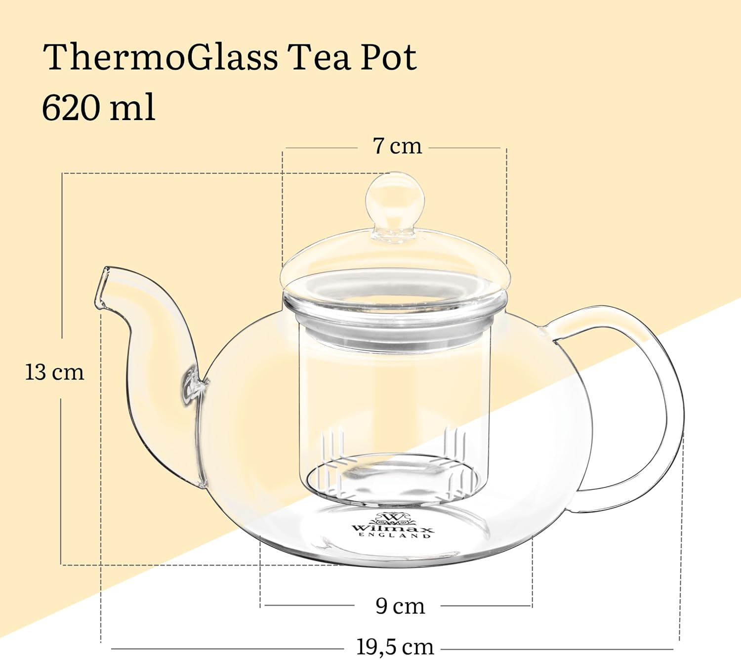 Wilmax Teekanne 1200 ml Borosilikatglas Edelstahlfilter WL-888813/A