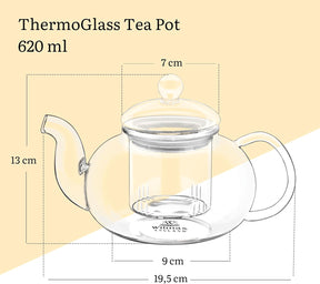 Wilmax Teekanne 1200 ml Borosilikatglas Edelstahlfilter WL-888813/A