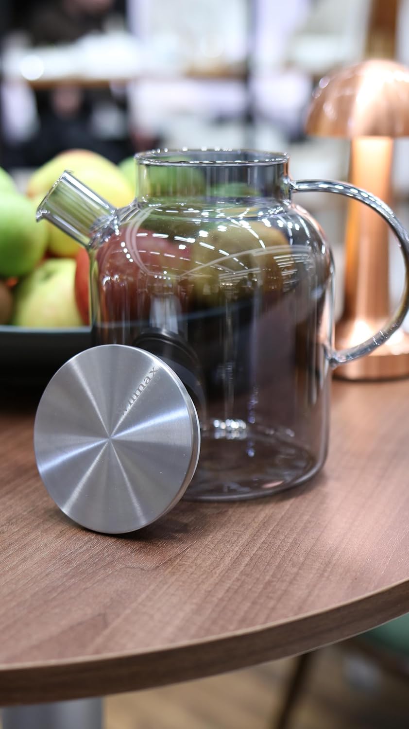 Wilmax Teekanne 1200 ml Glas mit Edelstahldeckel WL-888826002/A