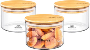 Wilmax Vorratsglas 400 ml mit Bambusdeckel 3er Set WL-888501/A3
