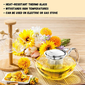 Wilmax Thermoglas Teekanne mit Edelstahlfilter