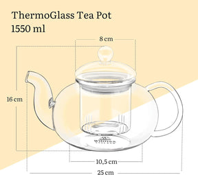 Wilmax Teekanne aus hitzebeständigem Glas 1550 ml