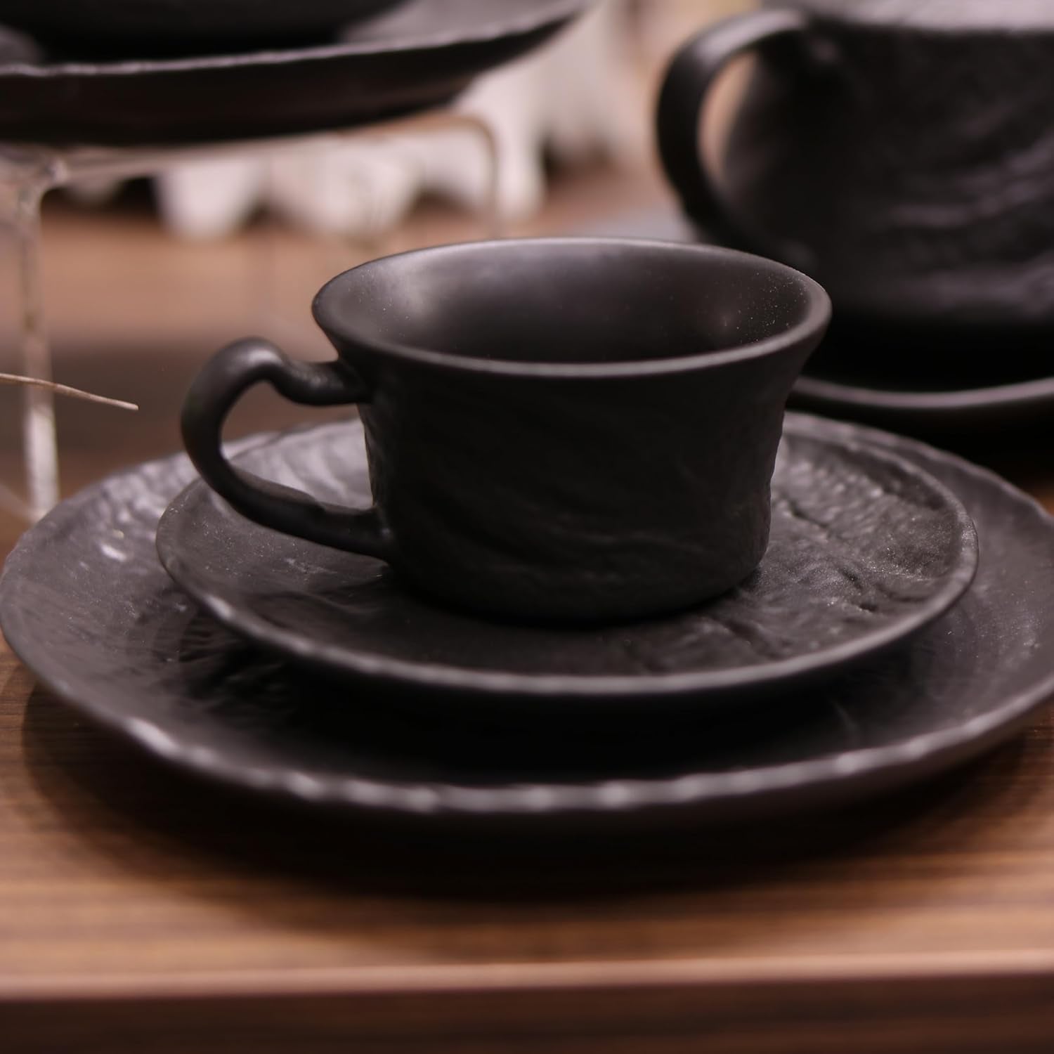 Wilmax Espressotassen Set mit Untertassen 75 ml 2er Schwarz WL-661149/AB2