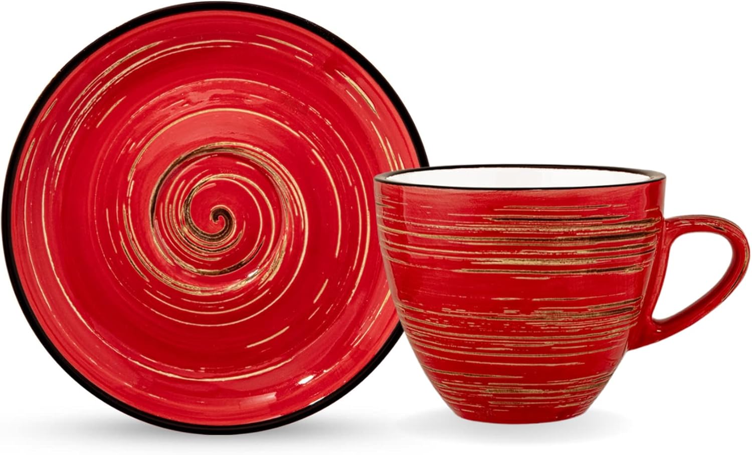Wilmax Espressotasse mit Untertasse 75 ml Rot Porzellan 6er Set WL-669233/AB6