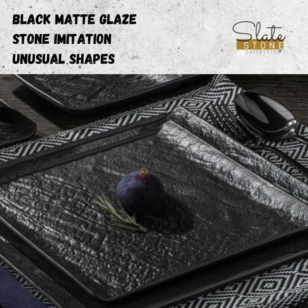 Wilmax Quadratischer Teller 17 x 17 cm 6er Set SlateStone Schwarz WL-661105/A6