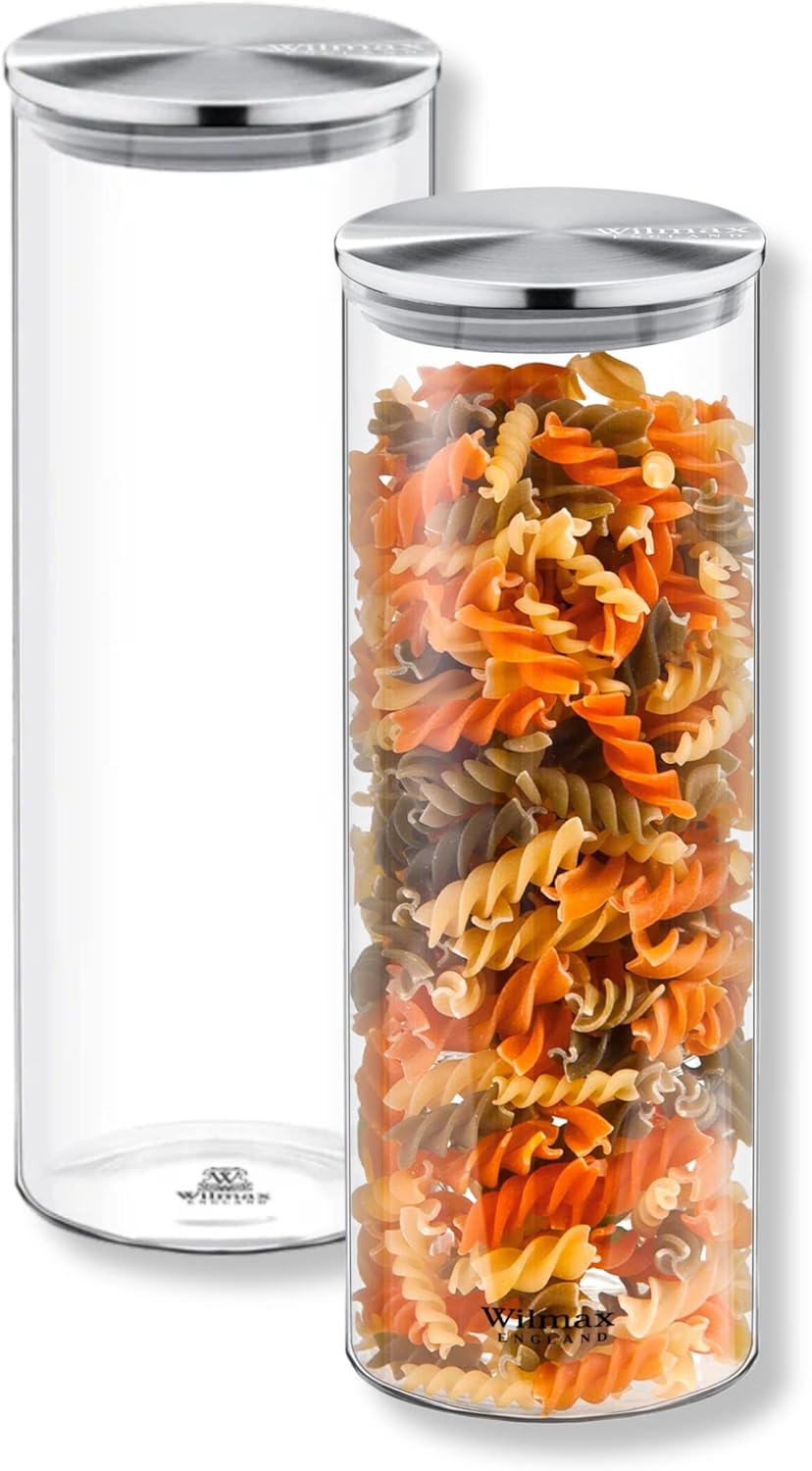 Wilmax Vorratsglas 1800 ml mit Edelstahldeckel 2er Set WL-888519/A2