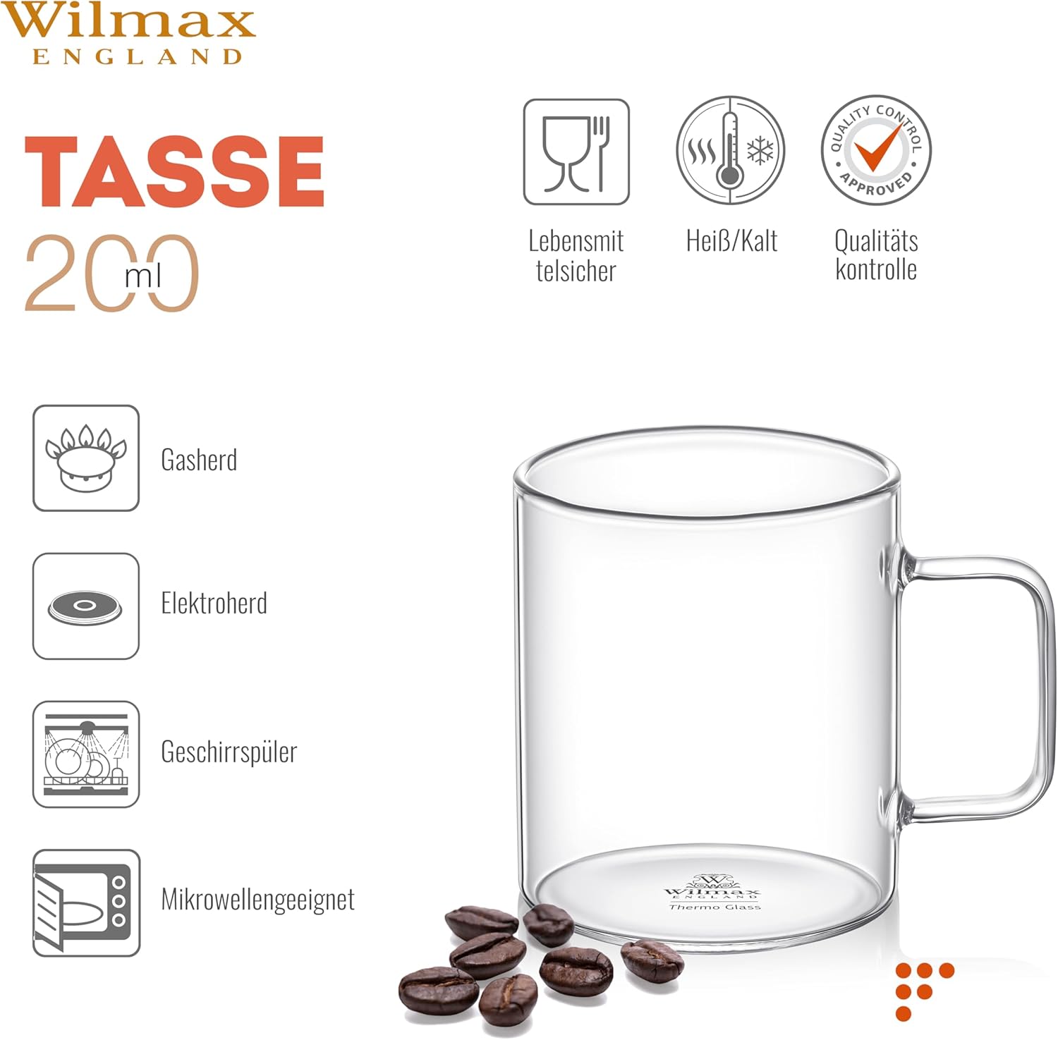 Wilmax Glasbecher 320 ml Borosilikatglas Transparent WL-888606/A