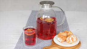 Wilmax Borosilikat Glas Krug mit Edelstahl-Deckel