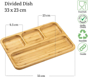 Wilmax Bambus Servierplatte 3 Fächer 33x23 cm Natur