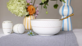 Wilmax Schale 600 ml 14 cm Weiß Porzellan mit Goldrand WL-880102367/A