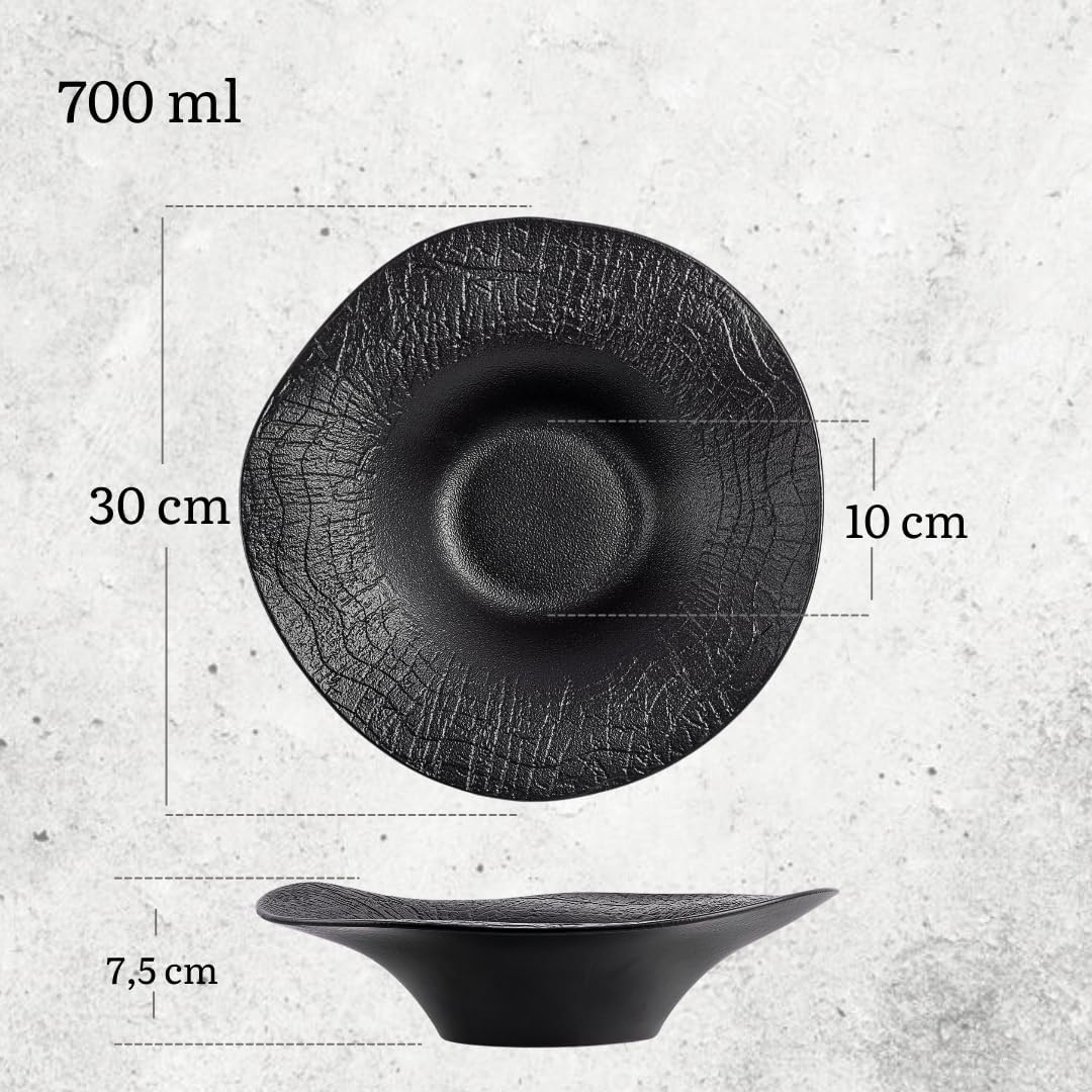 Wilmax Wavy Servierplatte 30 cm 700 ml Schwarz Porzellan WL-663106/A