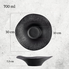 Wilmax Wavy Servierplatte 30 cm 700 ml Schwarz Porzellan WL-663106/A