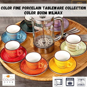 Wilmax Espressotasse-Untertasse 75 ml Gelb Porzellan 6er Set WL-669433/AB6