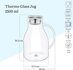 Wilmax Borosilikat Glas Krug mit Edelstahl-Deckel