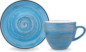 Wilmax Espressotasse-Untertasse 75 ml Blau Porzellan 6er Set WL-669633/AB6