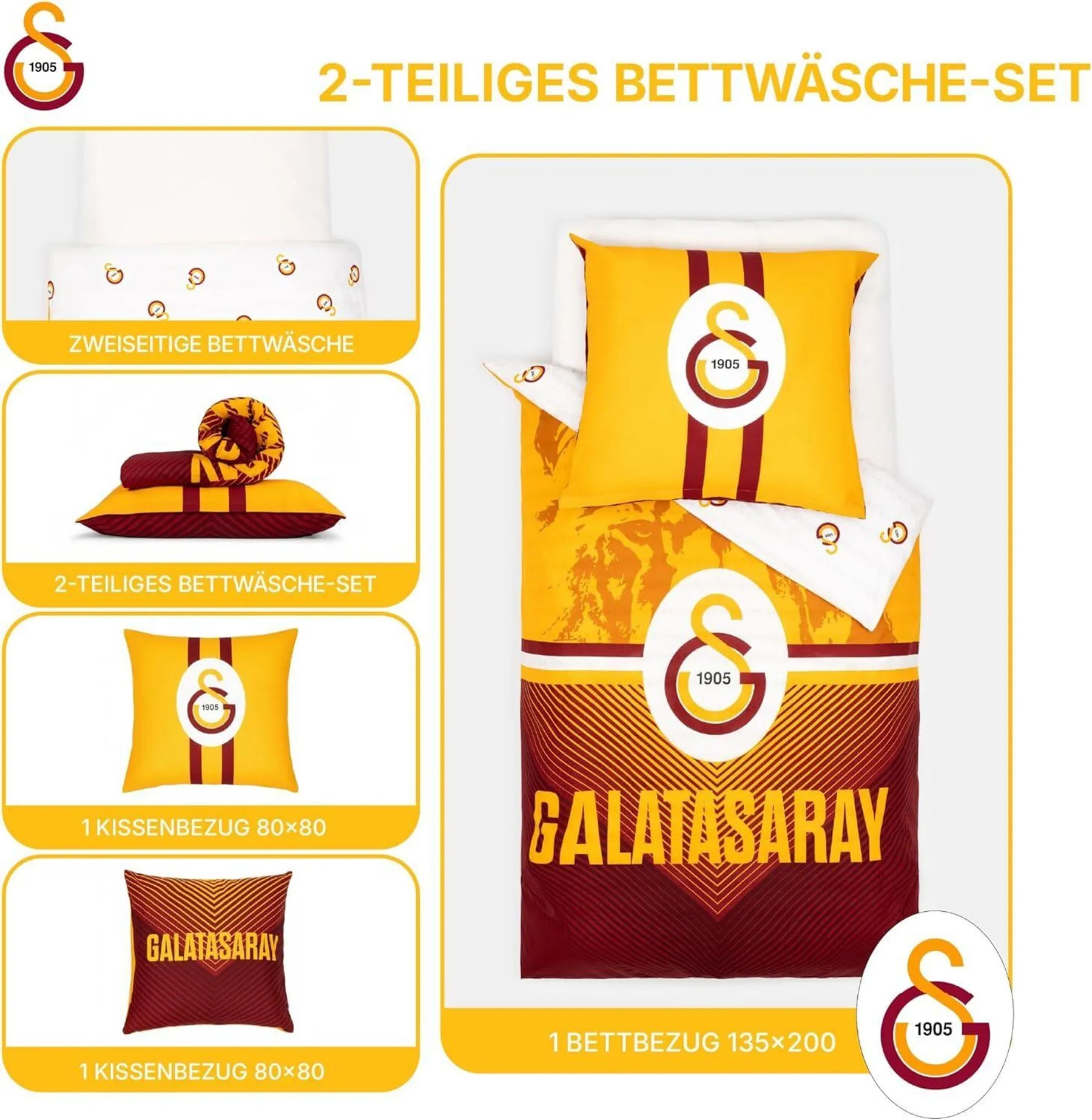 Bettwäsche-Set 2 teilig 135x200 + 80x80 cm, 100% Baumwolle, super weich, doppelseitig, Kinderbettwäsche für Jungen & Mädchen