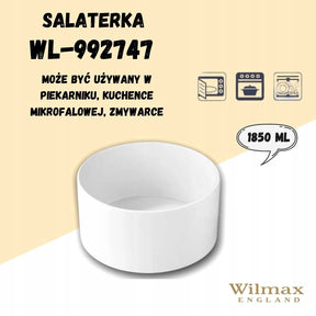 Wilmax Schale 18 cm 1850 ml aus Porzellan, Weiß WL-992747/A
