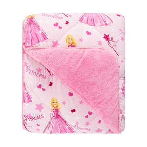 Prinzessin gemustert Doppelseitiges Wellsoft-Schlafset mit Einzelbettlaken (Steppdecke+Laken+Kissenbezug)