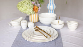 Wilmax Speiseteller 28 cm Weiß Porzellan mit Goldlinien WL-880102106/A