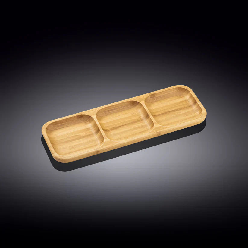Wilmax Bambus Schale 2 Fächer 32,5x11,5 cm Natur WL-771224/A