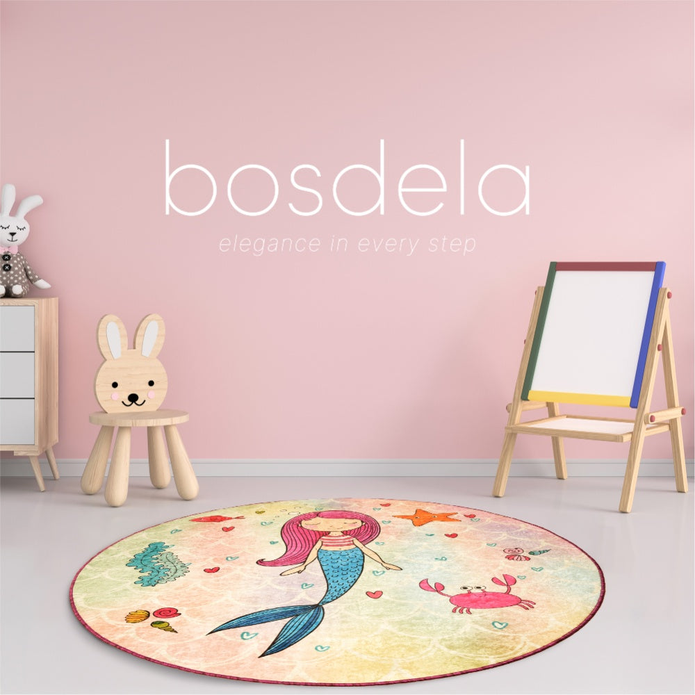 Bosdela Kinder- und Babyteppich - runder Kinderzimmerteppich, Ø 140 cm, verschiedene Designs