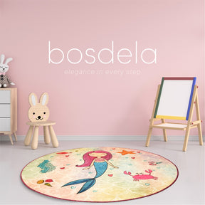 Bosdela Kinder- und Babyteppich - runder Kinderzimmerteppich, Ø 140 cm, verschiedene Designs